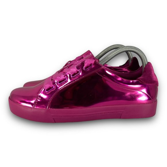 Call It Spring Reflective Sneakers Low Top Lace Up Metallic Pink Women 7.5 - Picture 2 of 9